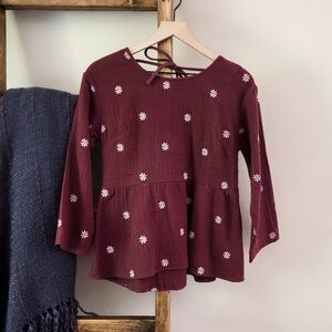 Madewell Mauve Floral Peplum Top (Size XXS)